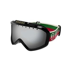 Gucci GG1210S 001 Ski Goggles Mask Black Green Red Silver Mirror Sunglasses